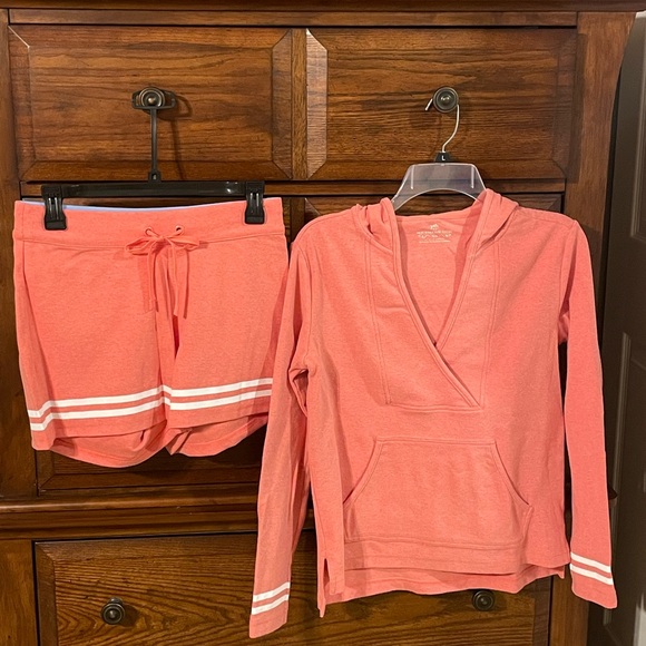 Southern Tide Tops - Southern Tide Coral Pink Hooded Sweatshirt & Shorts Set